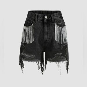 Western rhinestone black distressed women’s shorts size XL
